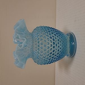 Beautiful Vintage Blue Ruffled Vase